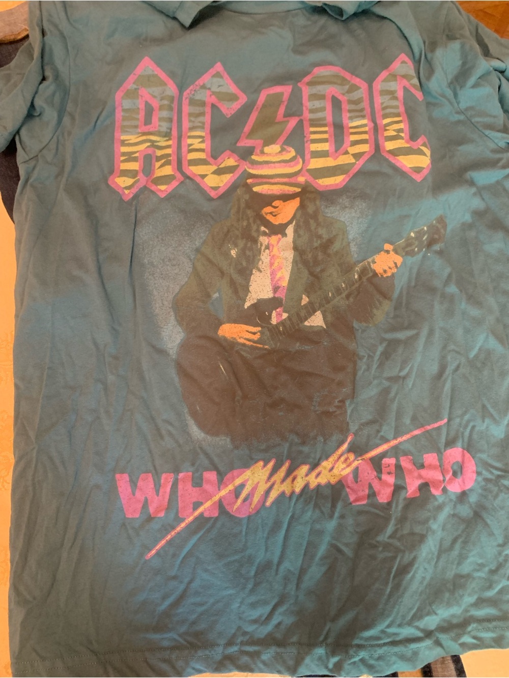 AC/DC Teal Graphic unisex tour t Shirt - 'Who Made Who'